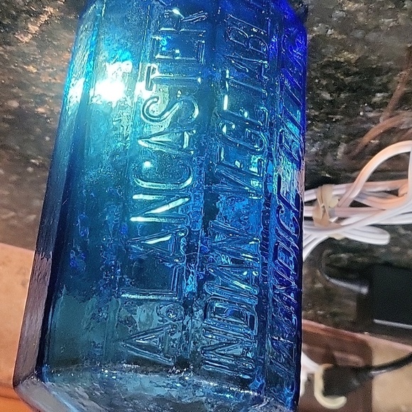 Vintage Blue Glass A. Lancaster's Indian Vegetable Jaundice Bitters Bottle by Wh - Picture 3 of 8